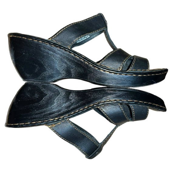 Born Black Leather Strappy Wedge Sandals Size 9 (40.5). NWOT - Picture 4 of 7